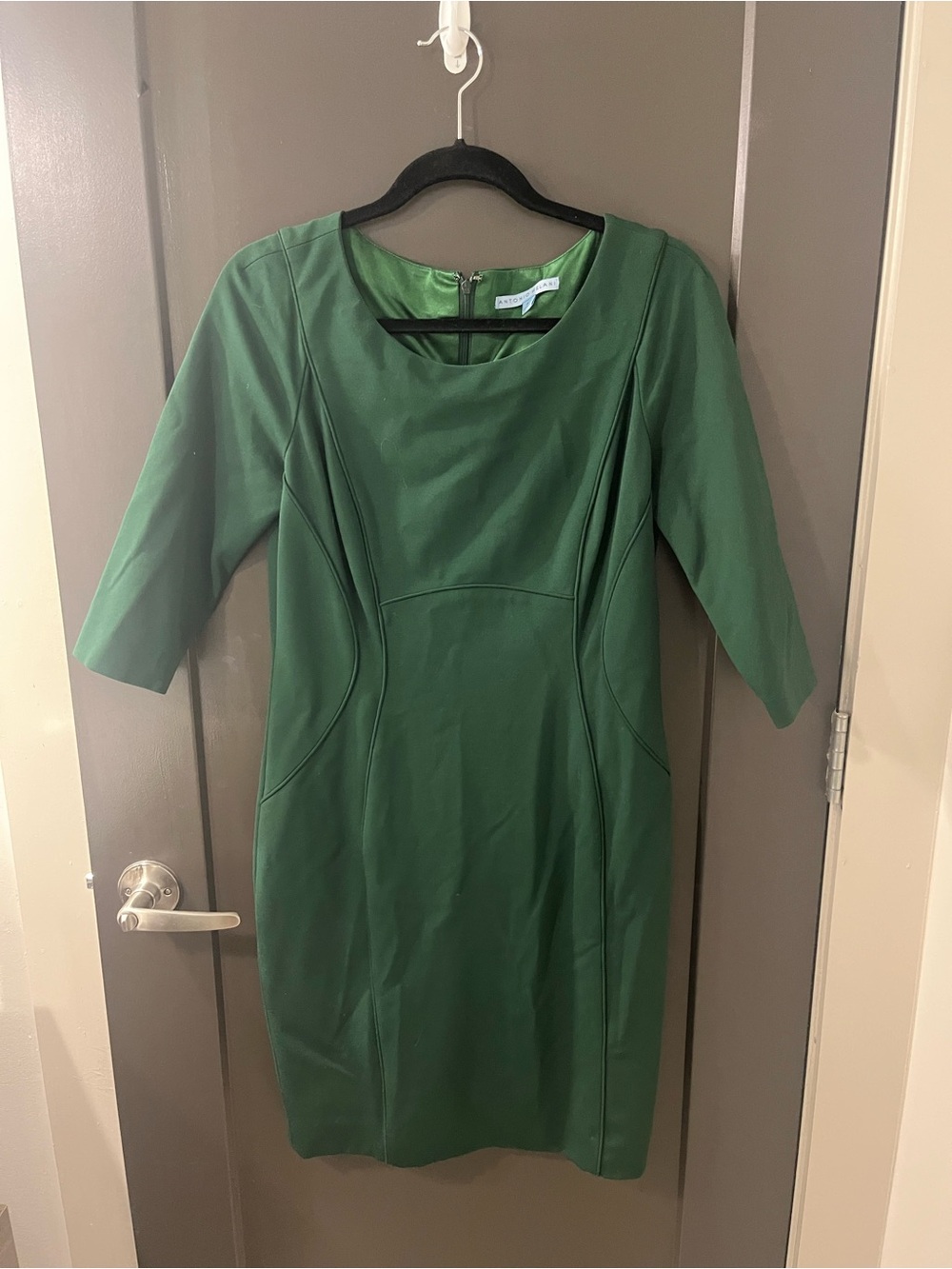 ANTONIO MELANI Emerald Green Midi Sheath Dress